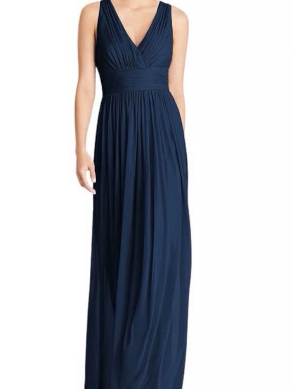 Monique Lhuillier Bridesmaid Navy Blue Chiffon Sleeveless Gown| 10